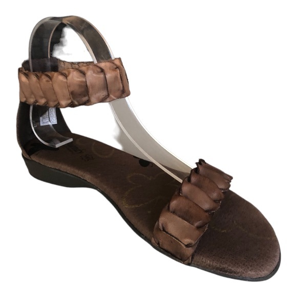 Boho Braided Brown Leather Sandals Made in Spain - Picture 2 of 7